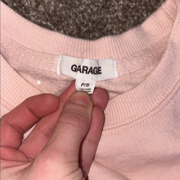 Garage Cozy Pink Crewneck Sweater with Embroidered Text - Picture 7 of 7
